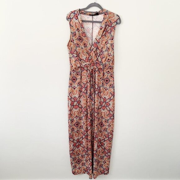 Nina Leonard Dresses & Skirts - Nina Leonard paisley floral v-neck stretch sleeveless midi‎ dress - Medium